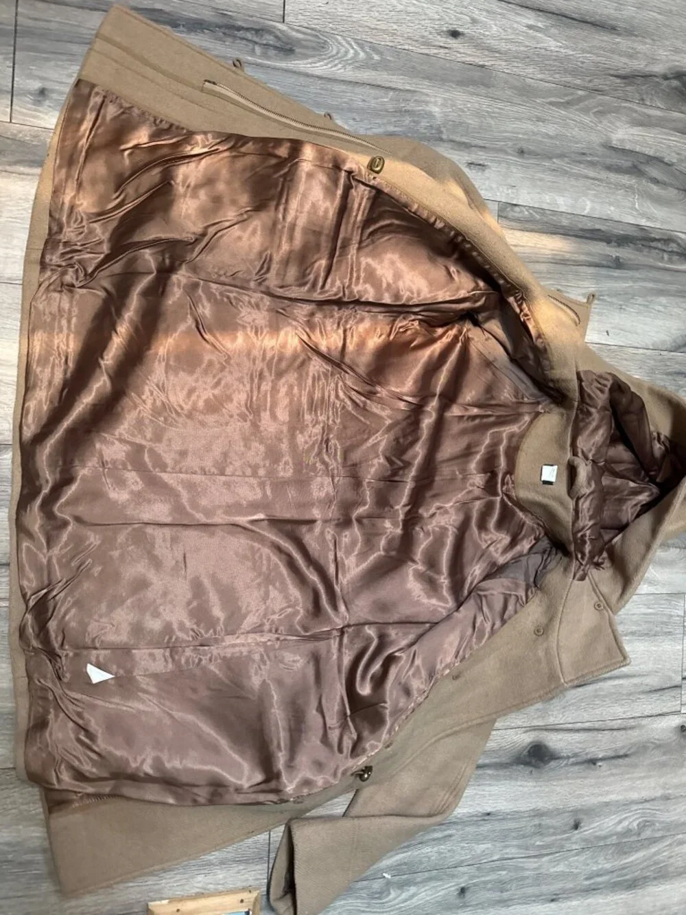 J. Crew Wool Blend Hooded Button Front Coat In Camel Size 4 Fully Lined Made In - Picture 4 of 12